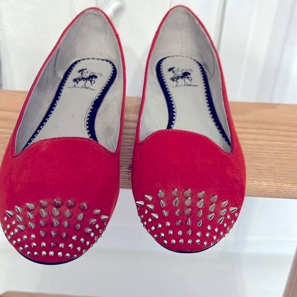 Circus by Sam Edelman “Austin” flats, red with silver studded toe, size 7 - Picture 1 of 4